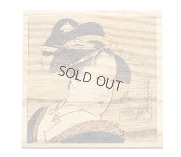 Photo4: Japanese cypress Ukiyoe wooden coaster yobi