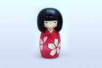 okeshi Japanese wooden doll usaburo creative Sakura Cherry girl H13 cm