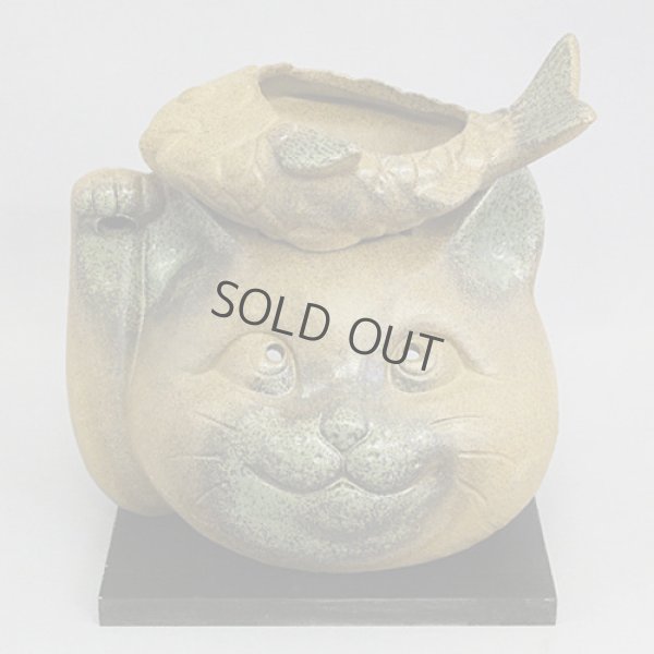 Photo9: Lucky cat Maneki neko Tokoname YT green tea aroma Incense Burner face H13