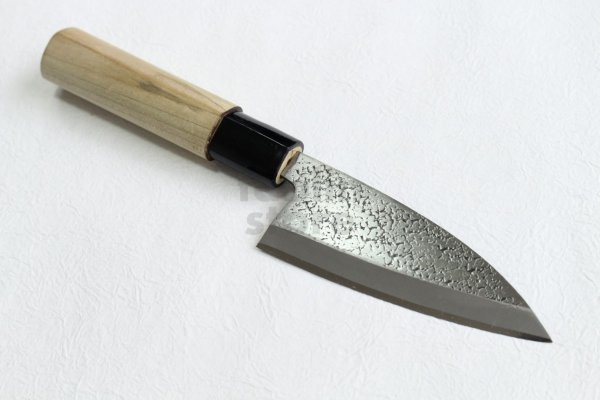 Photo1: Okeya Yasuki white-2 steel Japanese Small Deba hammered Knife any size