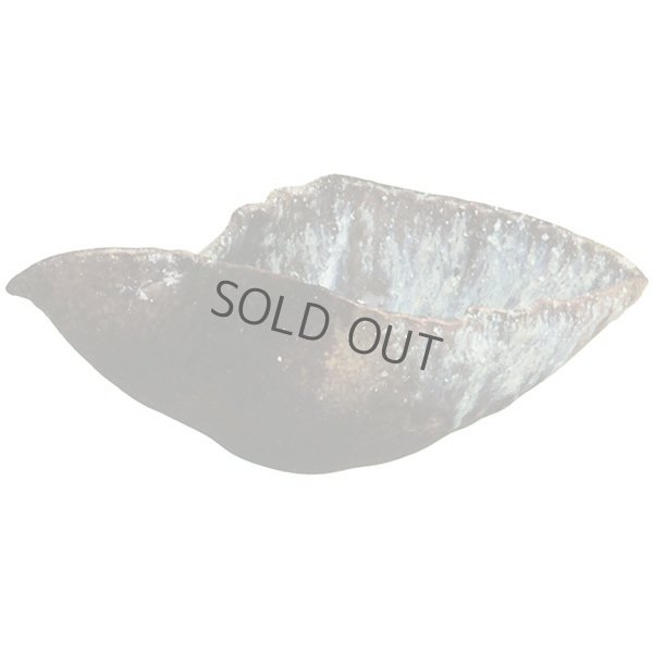 Photo12: Ikebana Suiban Vase Shigaraki Japanese pottery blue-yohen henkei kaki W31.5cm