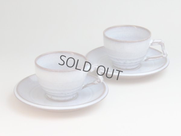 Photo1: Hagi ware Japanese pottery mug coffee cup sho hakuyu & saucer 210ml set of 2