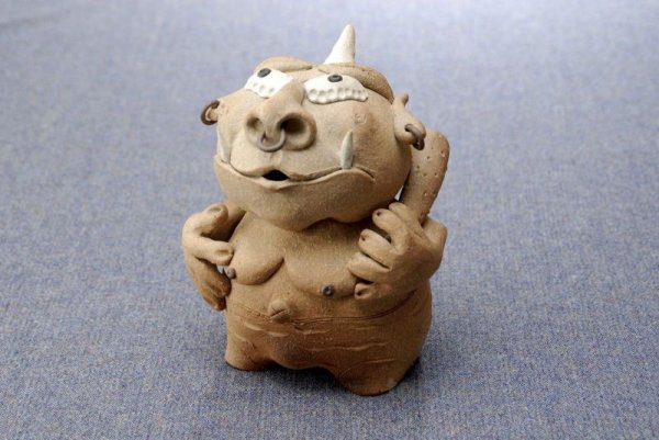Photo1: Shigaraki pottery Japanese doll aniki demon protector against evil a horn H190mm