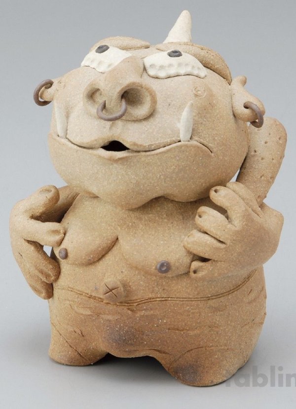 Photo2: Shigaraki pottery Japanese doll aniki demon protector against evil a horn H190mm