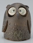 Photo2: Shigaraki pottery Japanese doll lucky owl hai gray H120mm (2)