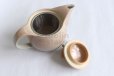 Photo4: Hagi yaki ware Japanese tea pot cups set Hana with stainless tea strainer 400ml