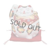 Maneki Neko Japanese Lucky Cat Kutani Porcelain Mike gold H12cm