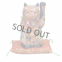 Japanese Lucky Cat Kutani Porcelain Maneki Neko hachi mori H27cm