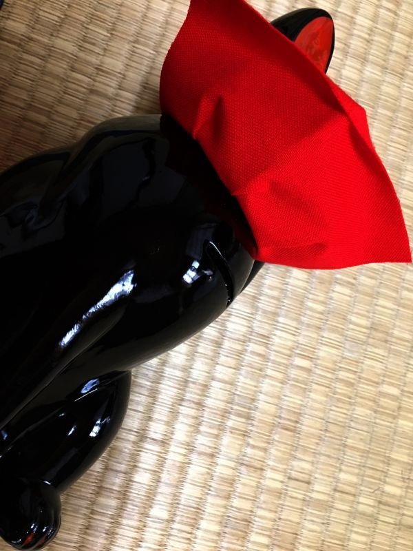 Photo13: Japanese Lucky Cat Tokoname ware YT Porcelain Maneki Neko slim black H25cm