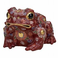 Japanese Frog Statue Kutani Porcelain Kaeru aka mori gold H13.5cm