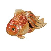 Japanese Goldfish Statue Figurine Kutani Porcelain beni W16cm