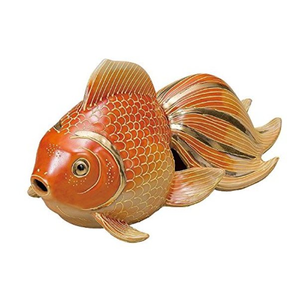 Photo1: Japanese Goldfish Statue Figurine Kutani Porcelain beni mori gold W21cm