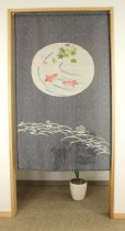 Photo2: Noren Japanese Curtain Doorway NM SD tapestry goldfish kasure hand 85 x 150 cm  (2)