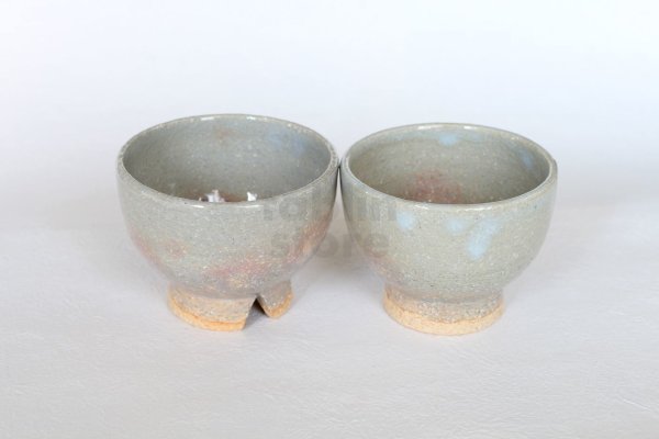 Photo2: Hagi ware Senryuzan climbing kiln Japanese tea cups kumidashi set of 2