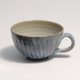 Photo1: Shigaraki sd Japanese pottery tea mug coffee cup Shinogi wide blue 360 ml (1)