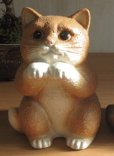 Photo3: Shigaraki pottery Japanese figurine neko Cute cat cha H 18cm (3)