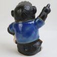 Photo3: Shigaraki pottery Japanese Tanuki cute Raccoon Dog soccer football Blue H24 cm (3)