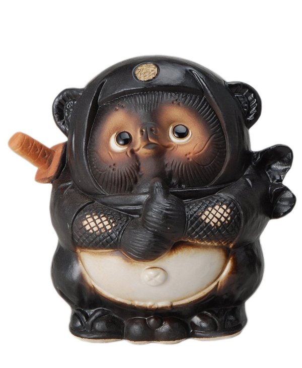 Photo3: Shigaraki pottery Japanese Tanuki Cute Raccoon Dog  Black Ninja H 17.5 cm