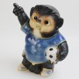 Photo4: Shigaraki pottery Japanese Tanuki cute Raccoon Dog soccer football Blue H24 cm (4)