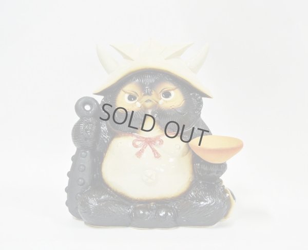 Photo4: Shigaraki pottery Japanese Tanuki Raccoon Dog anger Oni kabuto sake H24.5 cm