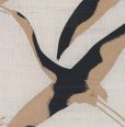 Photo2: Noren Japanese Doorway Curtain waza crane makie white Linen 88 x 150 cm (2)