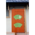 Photo1: Noren Japanese Doorway Curtain waza dragonfly flower linen 85 x 150 cm (1)