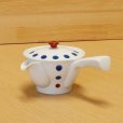 Photo1: Arita imari sd Porcelain Japanese tea pot white hakuji mame polka dot 380ml (1)