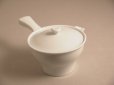 Photo1: Arita imari sd  Porcelain Japanese tea pot kyusu white hakuji 280ml (1)