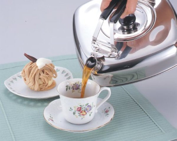 Photo3: Sugiyama cube flat shape Stainless Steel Kettle tea pot 1.6L