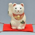 Photo1: Maneki neko lucky cat Kiyomizu pottery Japanese doll H10.5cm any color (1)