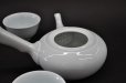 Photo4: Hasami porcelain Japanese kyusu tea cup set Seiji light blue glaze (4)