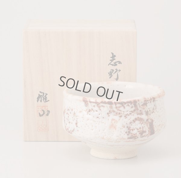 Photo1: Mino Japanese matcha tea bowl chawan Shino kikko Bizan kiln hexagonal pattern