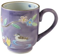 Kiyomizu Japanese porcelain mug coffee cup kochi mandarin duck purple 210ml