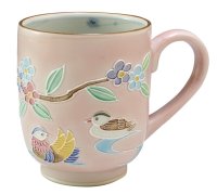 Kiyomizu Japanese porcelain mug coffee cup kochi mandarin duck pink 210ml