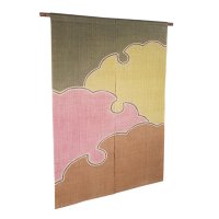 Noren Mitsuru Japanese linen door curtain kusakizome snow crystal 88 x 150cm