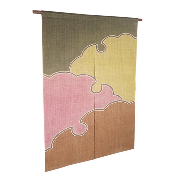 Photo1: Noren Mitsuru Japanese linen door curtain kusakizome snow crystal 88 x 150cm