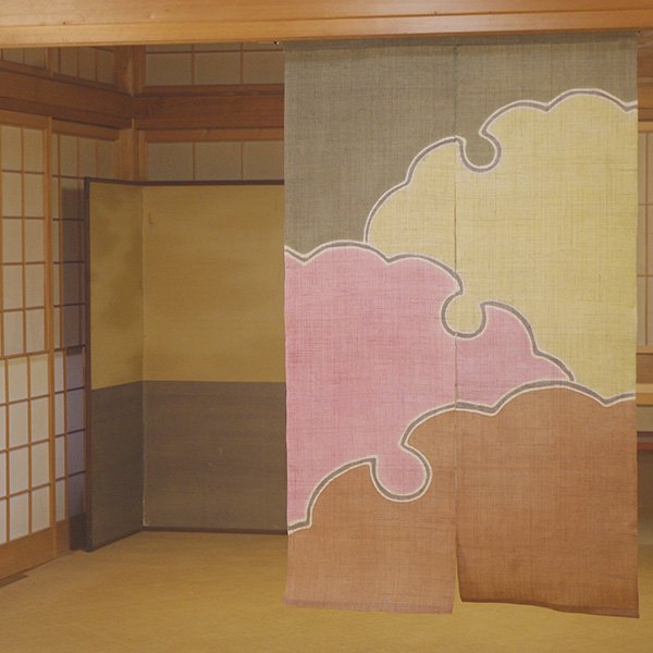 Photo3: Noren Mitsuru Japanese linen door curtain kusakizome snow crystal 88 x 150cm