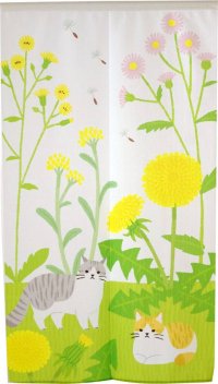 Noren CSMO Japanese door curtain cat dandelion shino 85 x 150 cm