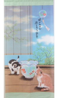 Noren CSMO Japanese door curtain summer cats long 85 x 170 cm