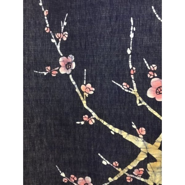 Photo2: Noren Japanese Doorway Curtain csmo batik  plum cotton 85 x 150 cm