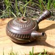 Photo2: Tokoname Japanese tea pot kyusu Tosen carved nerikomi 340ml (2)