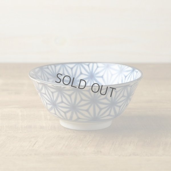 Photo1: Japanese Rice Soup Noodle bowl Mino ware leaf asa blue D15 cm