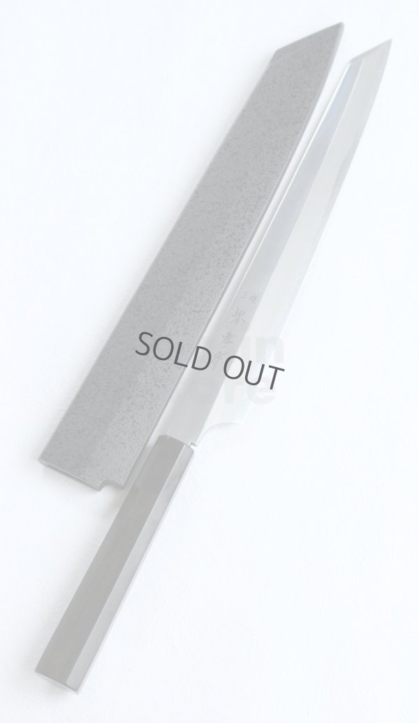 Photo4: SAKAI TAKAYUKI Japanese Sashimi knife Aonikou Hienn Kengata Kiritsuke Yanagiba Mirror Finish any size