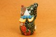 Photo2: Japanese Lucky Cat Kutani Porcelain Maneki Neko yonnana akakuromori H 11.5cm  (2)