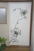 Photo1: Noren CSMO Japanese door curtain flower uenu white long 85 x 170 cm (1)