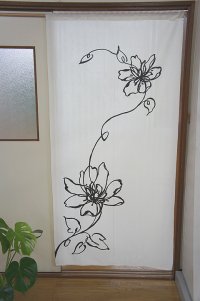 Noren CSMO Japanese door curtain flower uenu white long 85 x 170 cm