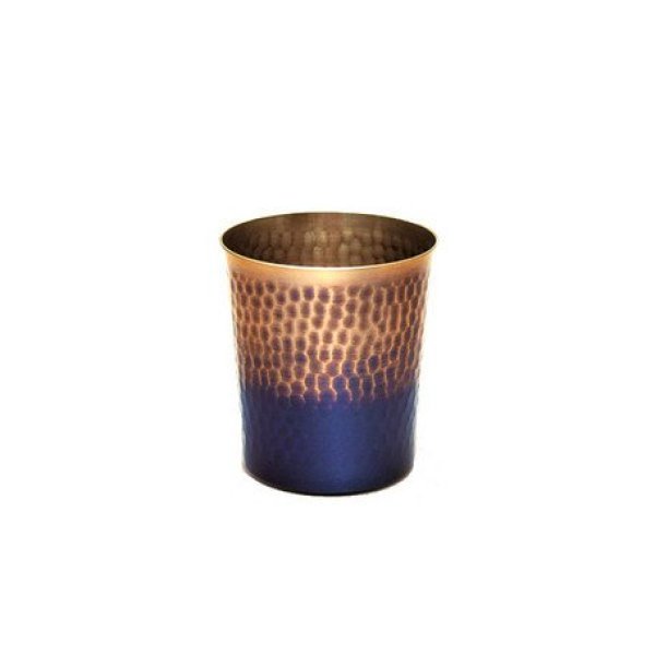 Photo1: Copper Japanese Bar Mug hammered tumbler two‐tone dark blue bronze 270ml