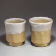 Photo1: Hagi ware Senryuzan climbing kiln Japanese tea cups kakewake set of 2 (1)