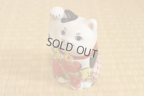 Photo7: Maneki Neko Japanese Lucky Cat Kutani Porcelain flower iroe H11.5cm