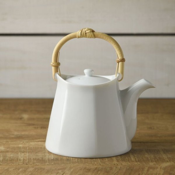 Photo1: Mino Japanese ceramics Dobin tea pot Miyama white 430ml